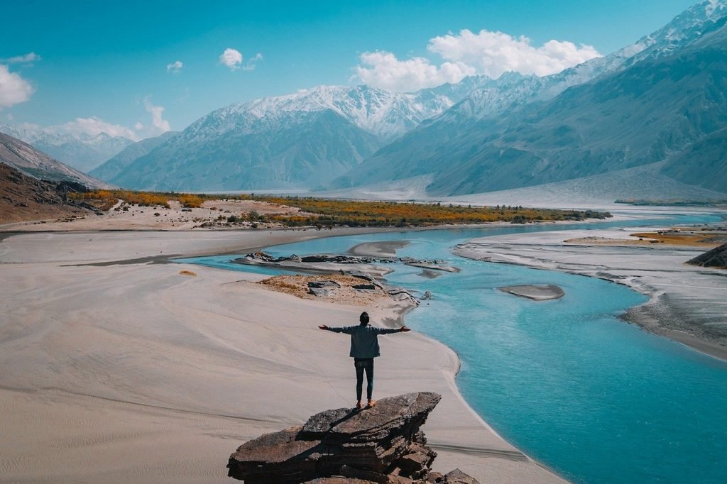 landscape, mountain, water